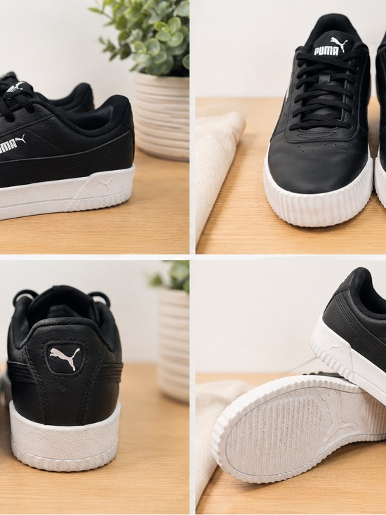 Puma Shoes - Puma Carina Black & White Platform Sneakers